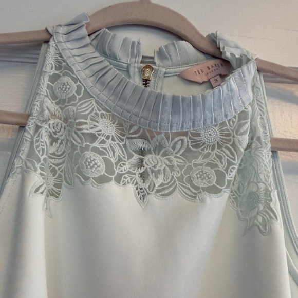 Ted Baker Light Mint Lace Yoke Fit-and-Flare Dress - Picture 3 of 4